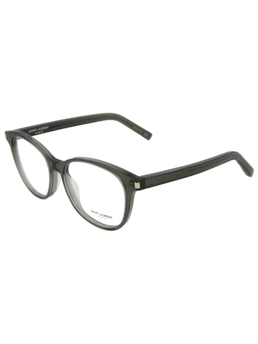New Saint Laurent Women's Eyeglasses Unisex Round Oval Shiny Dark Olive